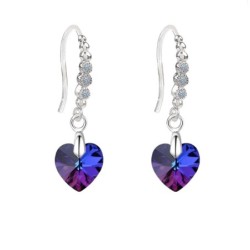 Limited Edition 18K White Gold Plated Luxurious Heliotrope Heart Crystal Earrings Embellished with Austrian Crystals