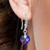 Limited Edition 18K White Gold Plated Luxurious Heliotrope Heart Crystal Earrings Embellished with Austrian Crystals