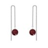 White Gold Plated January Birthpearl Bordeaux Crystal Pearl Thread Dangling Earrings