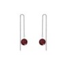 White Gold Plated January Birthpearl Bordeaux Crystal Pearl Thread Dangling Earrings