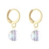 18K Gold Plated Aurora Borealis 8mm Crystal Globe Hoop Earrings (Made In Japan)