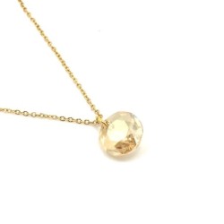 Gold Plated Premium Steel Classic Cut Golden Shadow Crystal Pendant Embellished with Premium Grade Austrian Crystal