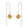 November Birthstone Topaz Princess Cut Premium Austrian Crystal 18K White Gold Plated Thread Dangling Earrings