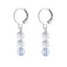 Premium Stainless Steel Hoop Clear Blue Shade Trilogy Globe Crystals Earrings (Made In Japan)