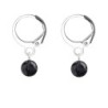 Premium Steel Hoop Jet Black Dainty Crystal Earrings Embellished with Premium Grade Austrian Crystals ( Made In Japan )