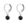 Premium Steel Hoop Jet Black Dainty Crystal Earrings Embellished with Premium Grade Austrian Crystals ( Made In Japan )