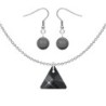 Premium Stainless Steel Jet XILION Triangle Necklace With Earrings Set Embellished with Austrian Crystals