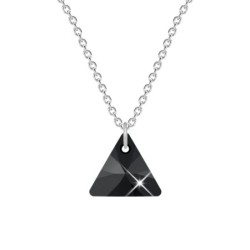 Premium Stainless Steel Jet XILION Triangle Necklace With Earrings Set Embellished with Austrian Crystals