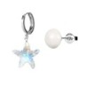 Crystal Aurora Borealis Starfish and Crystal Pearl Mismatched Earrings Embellished with Premium Grade Austrian Crystals