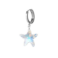 Crystal Aurora Borealis Starfish and Crystal Pearl Mismatched Earrings Embellished with Premium Grade Austrian Crystals