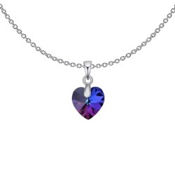 XILION Heliotrope Heart Dainty Pendant Necklace Embellished with Premium Grade Austrian Crystal