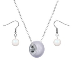 Crystal BeCharmed Pearl Lavender Premium Steel Jewellery Set Embellished with Premium Grade Austrian Crystal Pearls