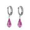 Fuchsia Pink Crystal Teardrop Hoop Earrings Embellished with Premium Grade Austrian Crystals