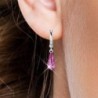 Fuchsia Pink Crystal Teardrop Hoop Earrings Embellished with Premium Grade Austrian Crystals