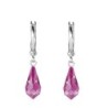 Fuchsia Pink Crystal Teardrop Hoop Earrings Embellished with Premium Grade Austrian Crystals