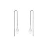 White Gold Plated Clear Teardrop Crystal Thread Dangling Earrings Embellished with Premium Grade Austrian Crystals