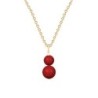 Gold Plated Premium Steel July Birthpearl Corel Red Crystal Pearl Snowman Necklace