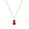 Gold Plated Premium Steel July Birthpearl Corel Red Crystal Pearl Snowman Necklace