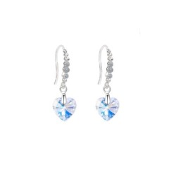 Limited Edition 18K White Gold Plated Luxurious Crystal AB Heart Crystal Earrings Embellished with Austrian Crystals