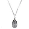 Silver Night Pear Shaped Pendant Necklace Jewellery Set Embellished with Premium Grade Austrian Crystals