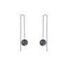 White Gold Plated February Birthpearl Iridescent Purple Crystal Pearl Thread Dangling Earrings