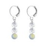 Premium Stainless Steel Hoop Clear Iridescent Green Trilogy Globe Crystals Earrings (Made In Japan)