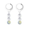 Premium Stainless Steel Hoop Clear Iridescent Green Trilogy Globe Crystals Earrings (Made In Japan)