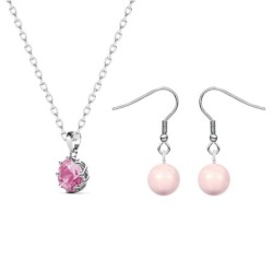 October Birth Stone Pendant Necklace And Pearl Earrings Jewellery Set Embellished with Premium Grade Austrian Crystals