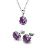 February Birthstone Amethyst 925 Sterling Silver Jewellery Set Embellished with Premium Grade Austrian Crystals