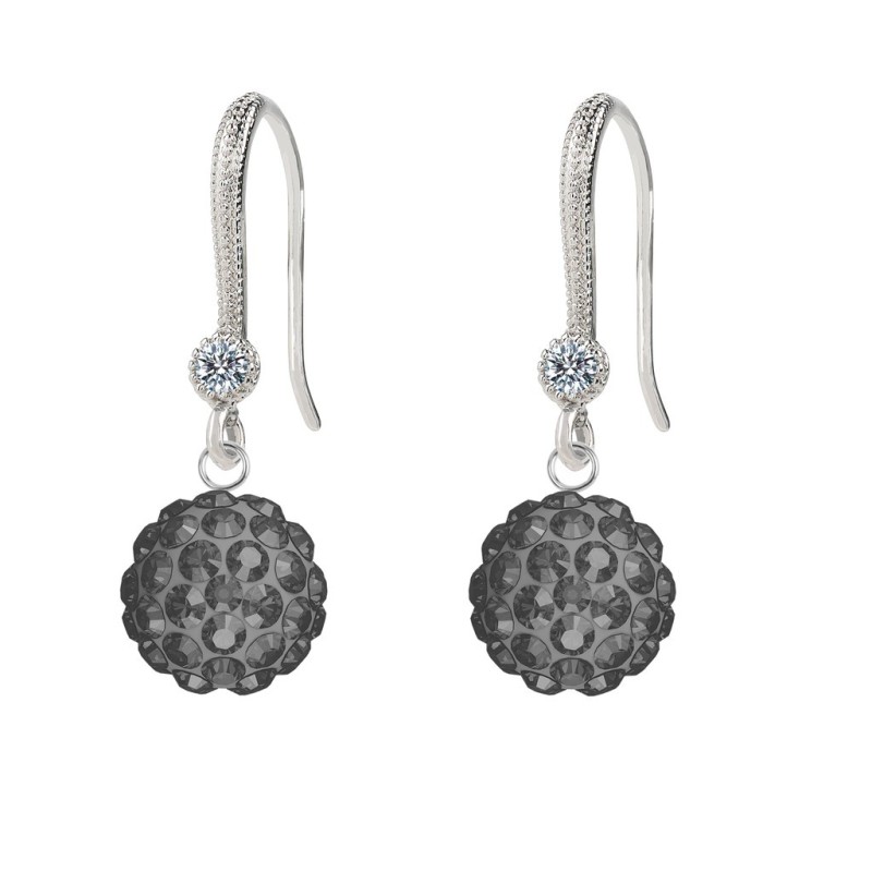 Limited Edition Premium Graceful Pave Grey Black Diamond Crystal Earrings