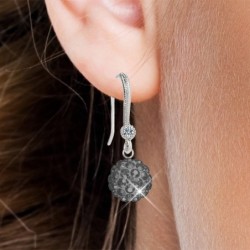 Limited Edition Premium Graceful Pave Grey Black Diamond Crystal Earrings