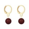 January Birthpearl Gold Plated Bordeaux 8mm Crystal Pearl Hoop Earrings Embellished with Austrian Crystal Pearls