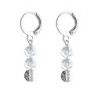 Premium Stainless Steel Hoop Clear Black Patina Trilogy Globe Crystals Earrings (Made In Japan)