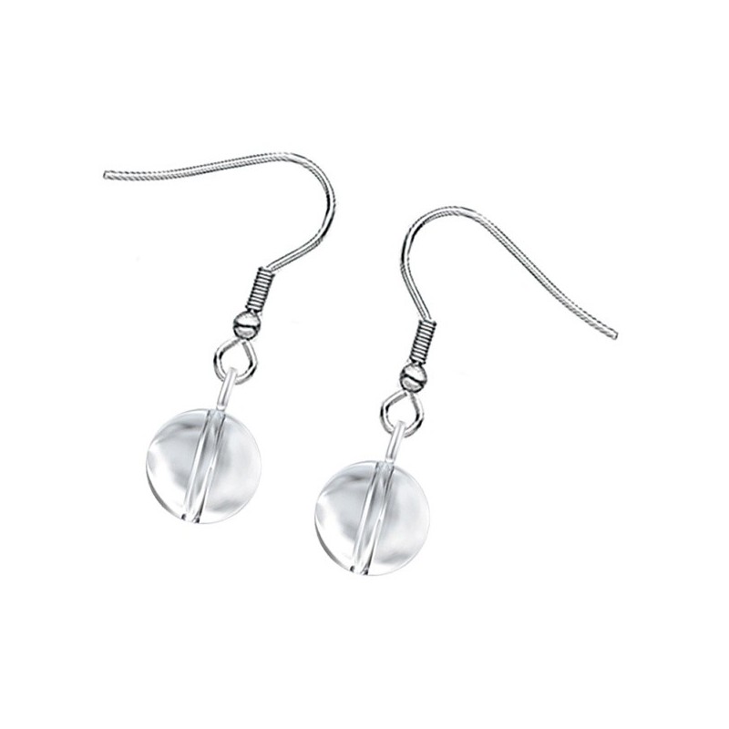 Premium Stainless Steel Clear Crystal Globe Classic Hook Earrings (Made In Japan)