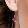 January Birthstone Siam Red Princess Cut Premium Austrian Crystal 18K White Gold Plated Thread Dangling Earrings