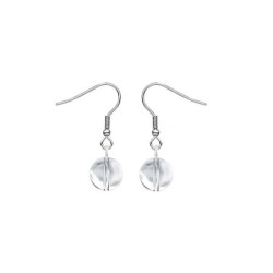 Premium Stainless Steel Clear Crystal Globe Classic Hook Earrings (Made In Japan)