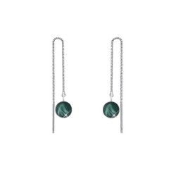 White Gold Plated December Birthpearl Iridescent Tahitian Crystal Pearl Thread Dangling Earrings