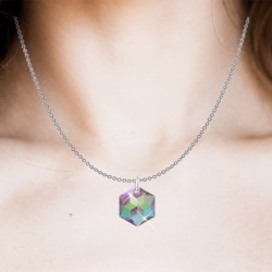 Paradise Shine Hexagon Star Pendant Premium Steel Necklace Embellished with Premium Grade Austrian Crystal