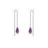 White Gold Plated Amethyst Teardrop Crystal Thread Dangling Earrings Embellished with Premium Grade Austrian Crystals