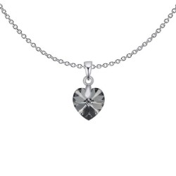 XILION Silver Night Heart Dainty Pendant Necklace Embellished with Premium Grade Austrian Crystal