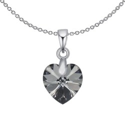 XILION Silver Night Heart Dainty Pendant Necklace Embellished with Premium Grade Austrian Crystal