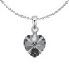 XILION Silver Night Heart Dainty Pendant Necklace Embellished with Premium Grade Austrian Crystal