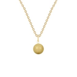 Gold Plated Premium Steel November Birthpearl Golden 8mm Simply Crystal Pearl Necklace (Made In Japan)