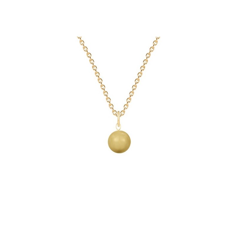 Gold Plated Premium Steel November Birthpearl Golden 8mm Simply Crystal Pearl Necklace (Made In Japan)