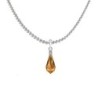 18k White Gold Plated Topaz Crystal Teardrop Pendant Ball Chain Necklace Embellished with Austrian Crystal