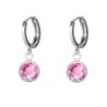 18K White Gold Plated Rose Pink Crystal Hoop Earrings Embellished with Premium Grade Austrian Crystals