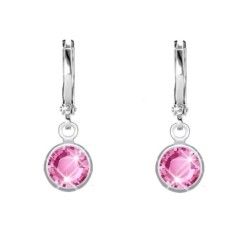 18K White Gold Plated Rose Pink Crystal Hoop Earrings Embellished with Premium Grade Austrian Crystals