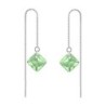 August Birthstone Peridot Princess Cut Premium Austrian Crystal 18K White Gold Plated Thread Dangling Earrings