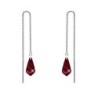 White Gold Plated Siam Teardrop Crystal Thread Dangling Earrings Embellished with Premium Grade Austrian Crystals