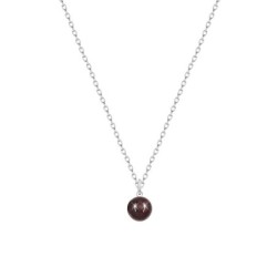 Premium Natural Garnet 7.5mm Bead Pendant 925 Silver Plated Necklace